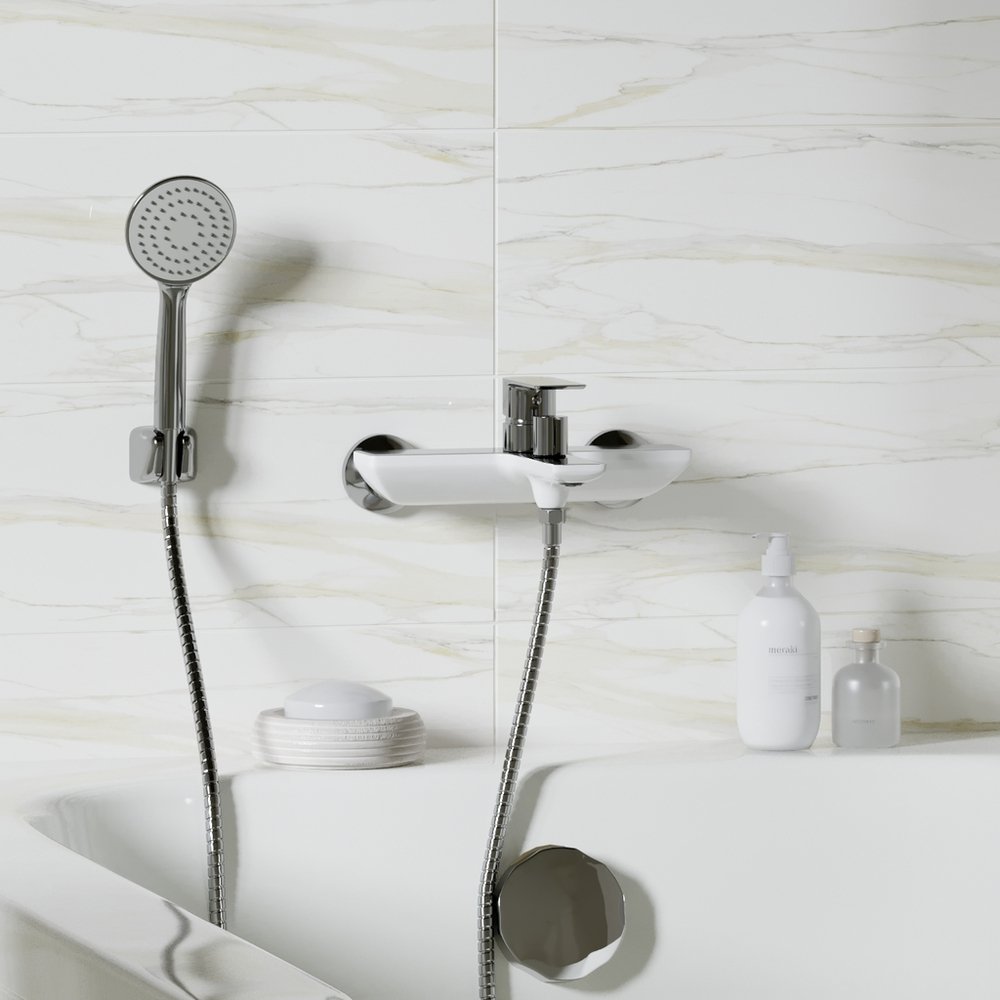 Смеситель для ванны 35k MIXLINE ML33-01 "City White" БЕЛЫЙ/ХРОМ