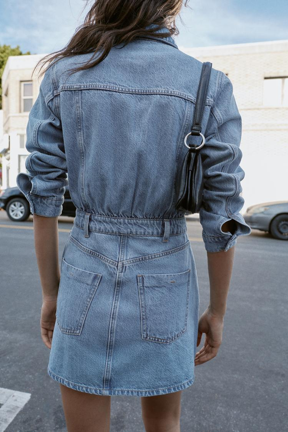 ZARA КОРОТКОЕ ДЖИНСОВОЕ ПЛАТЬЕ Z1975, ВЫЦВЕТШИЙ СИНИЙ