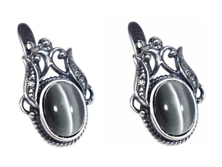 "Матрена" серьги в серебряном покрытии из коллекции "Бирюза" от Jenavi с английским замком