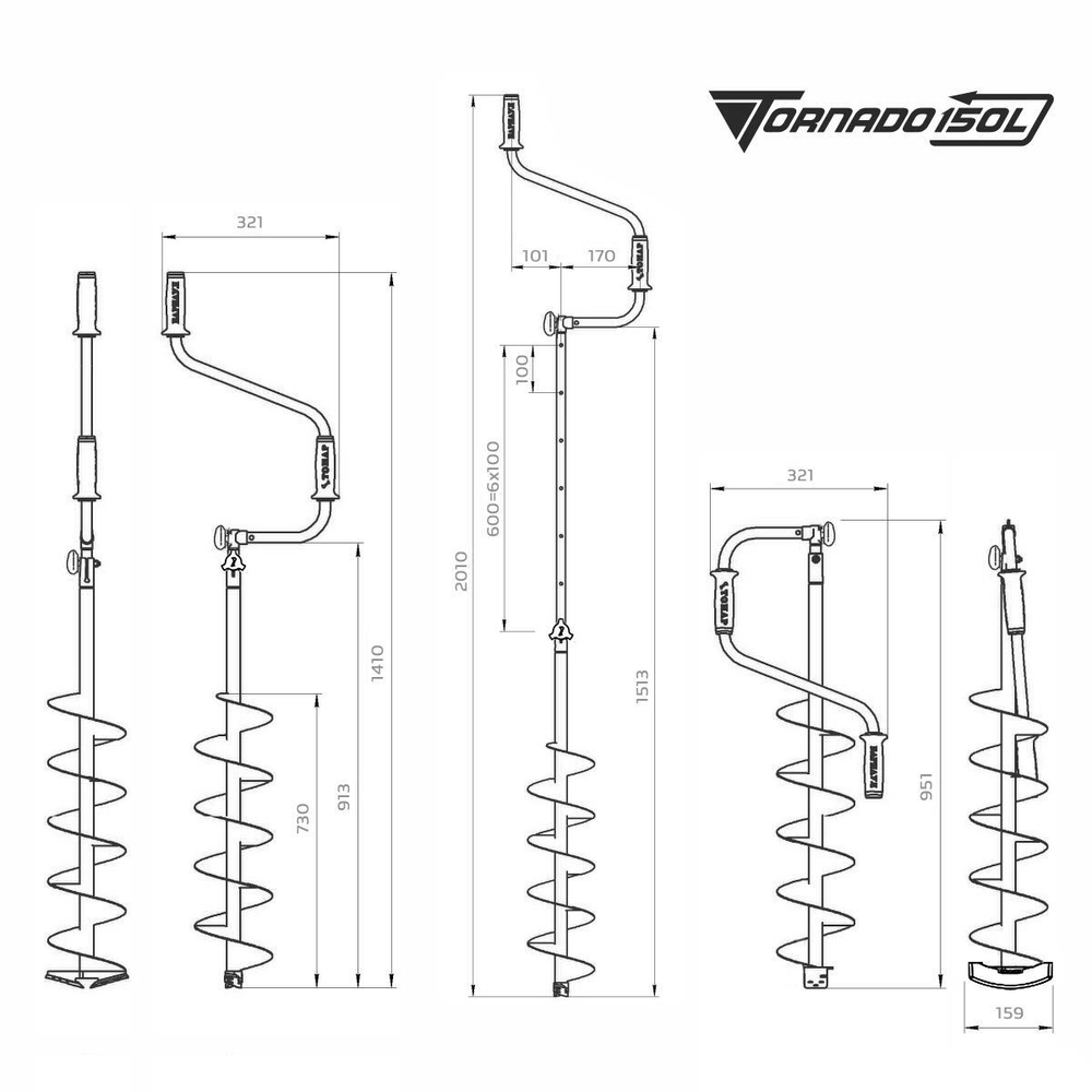 Ледобур Тонар ТОРНАДО-М2 с левым вращением (диаметр 150мм), с чехлом