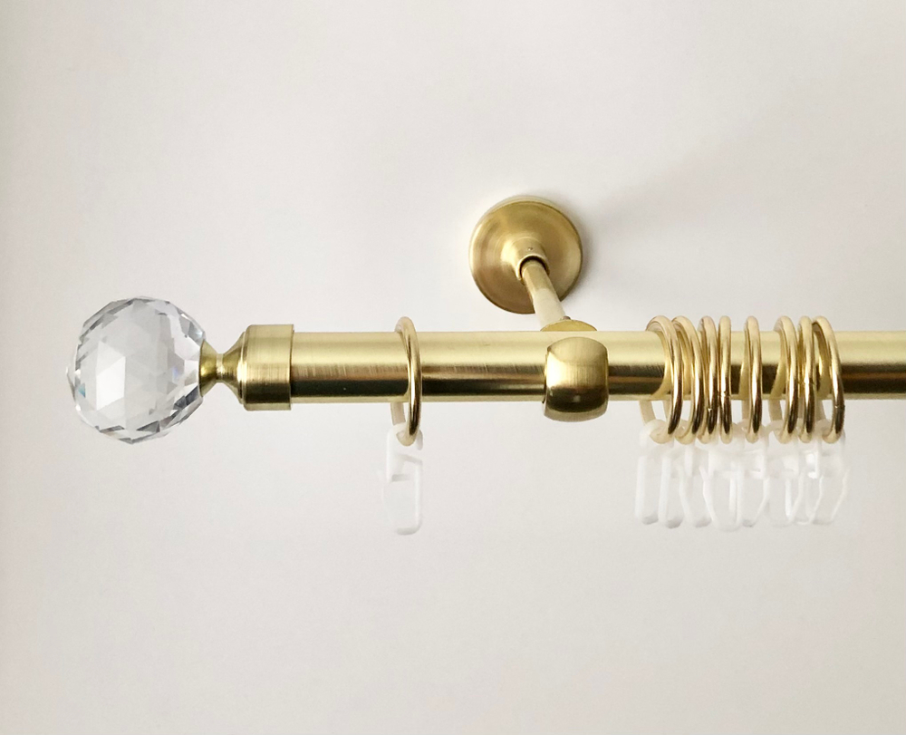 Карниз кованый для штор "Ост Шар с огранкой" d20 мм однорядный, цвет латунь