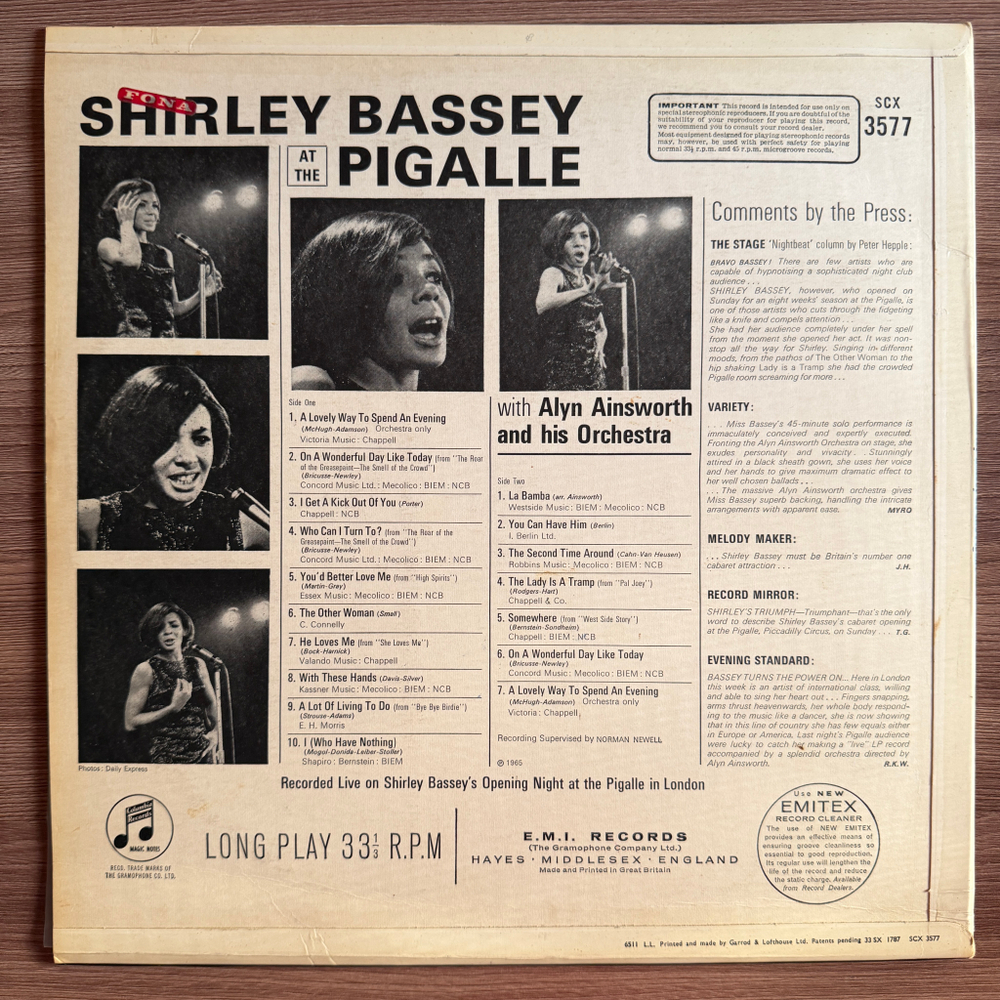 Shirley Bassey ‎– Shirley Bassey At The Pigalle (Англия 1965г.) Т