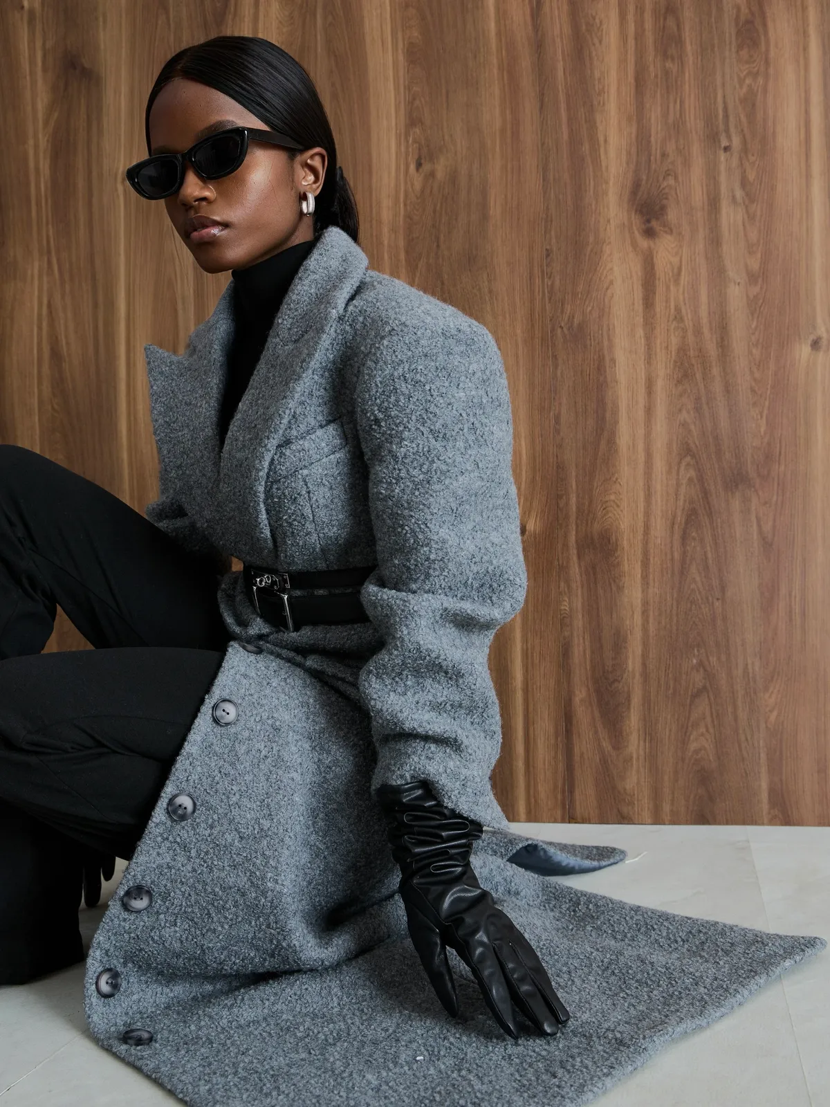 Пальто однобортное приталенное Grey