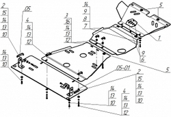 Защита картера двигателя, КПП, Разд. коробки. 3 мм, Сталь. для Nissan Patrol 2010-2018, Motodor.11407
