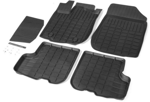 Коврики в салон автомобиля Rival для Renault Sandero II поколение 2014-2018 2018-н.в./Sandero Stepway II поколение 2014-2018 2018-н.в., литьевой полиуретан, с крепежом, 5 частей, 64703001