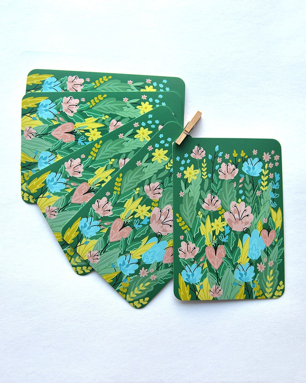 Мини-открытка "Цветы. Зеленые"