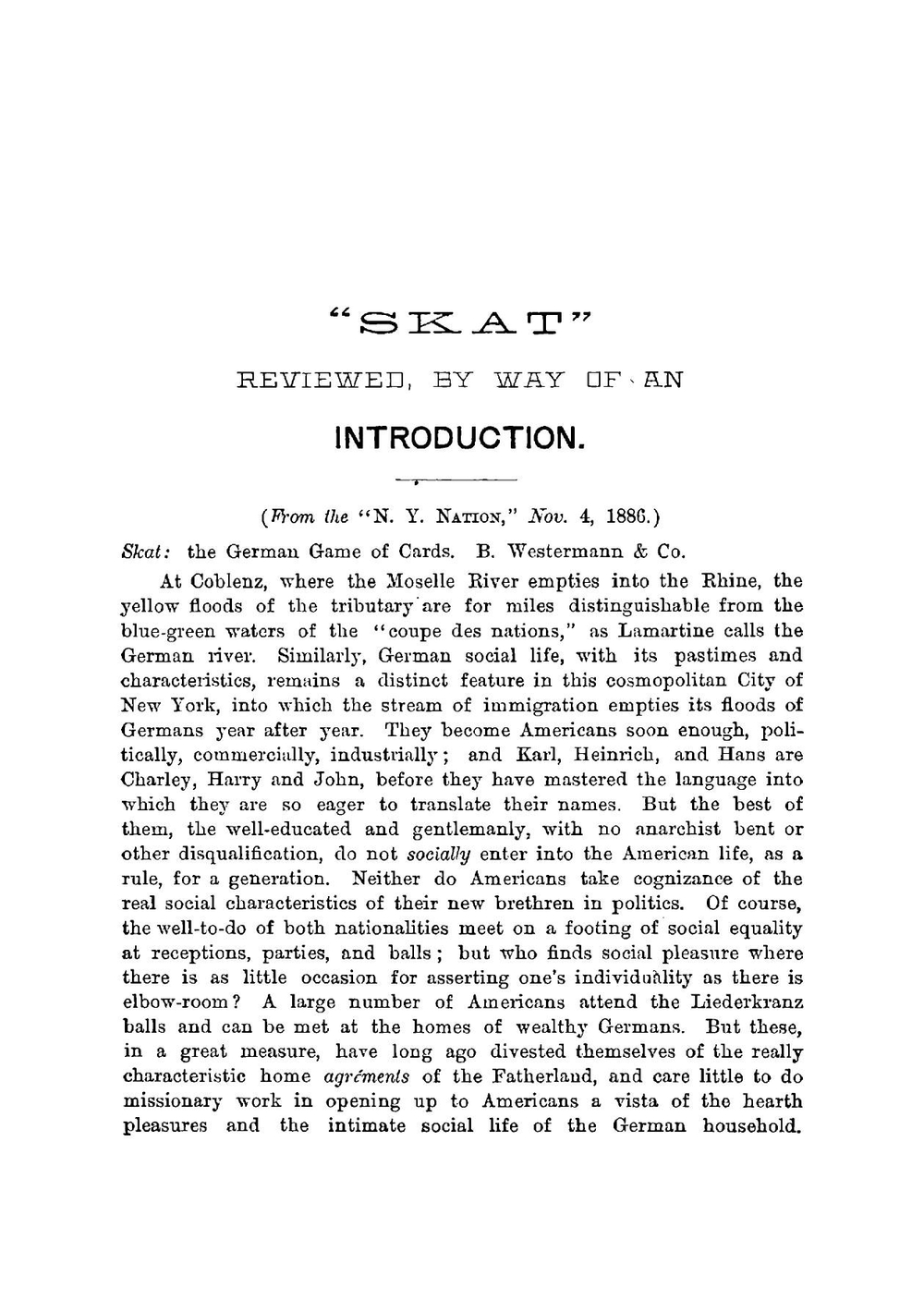 An illustrated grammar of skat, the German game of cards | Ernst Eduard Lemcke