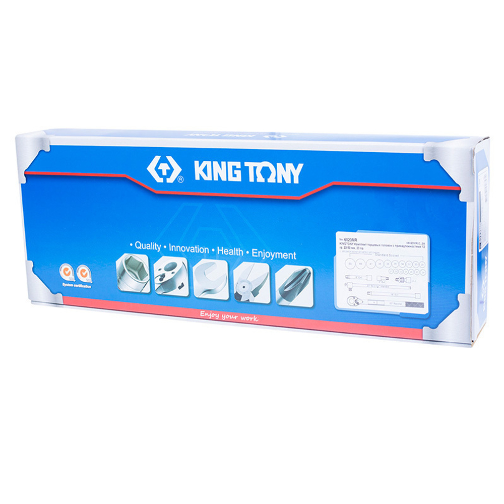 KING TONY (6023MR) Набор торцевых головок с принадлежностями 3/4", 12-гранные, 21-50 мм, 23 предмета