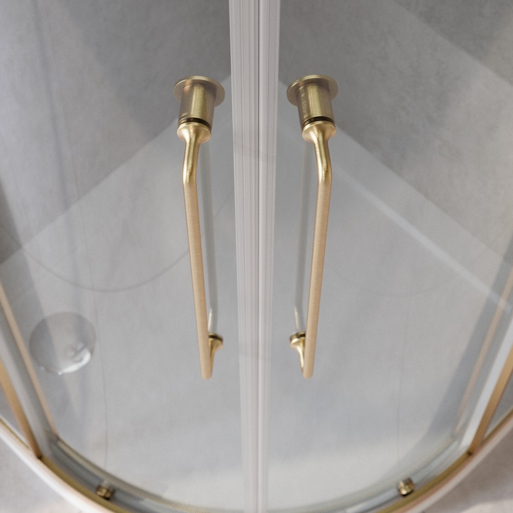 Душевой уголок Cezares RELAX-304-R-2-90-C-BORO, 90х90х200, профиль брашированное золото, прозрачное стекло