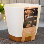 Горшок цветочный WOOD 1,35л D140мм с прикорневым поливом, сливочный/бук