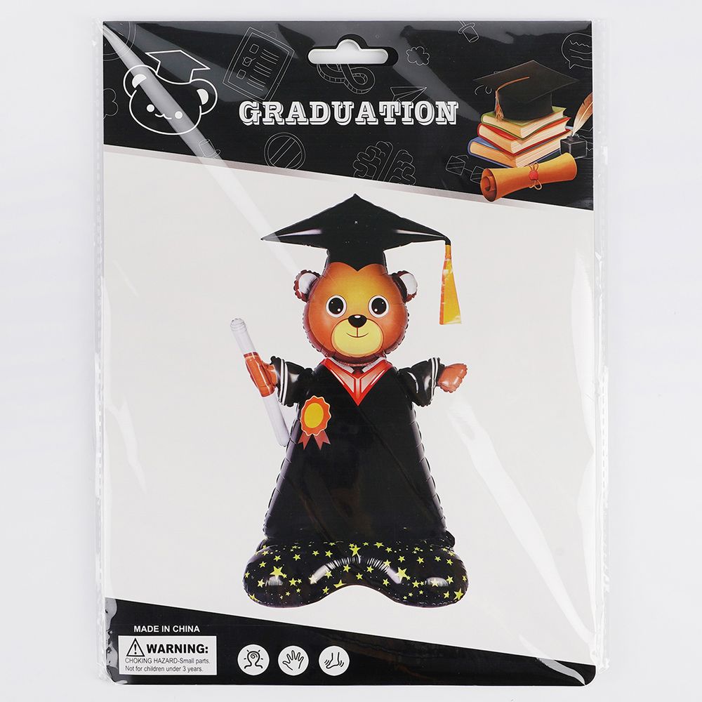 Шар 3D (48''/122 см) Фигура на подставке, Медвежонок Выпускник, 1 шт. в уп.