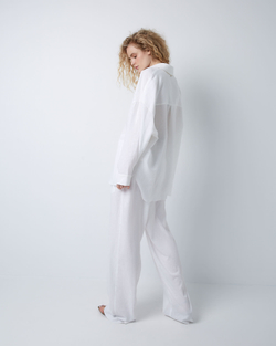 Рубашка свободного кроя изо льна и вискозы белый