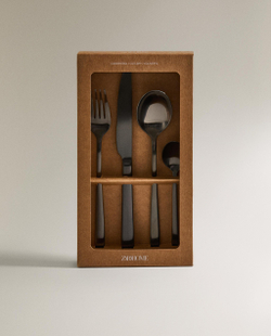 Zara Home набор столовых приборов из нержавеющей стали, цвет чёрный, 24 см