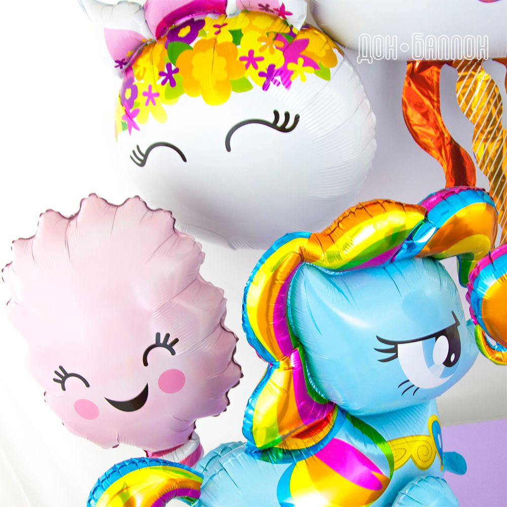 Шар (31"/79 см) Круг, Голова, Цветочный Единорог 1 шт.