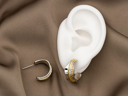 Серьги "Абстракция" 20,5мм, биколор