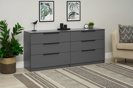 Комод с 6-ю ящиками Тивина графит серый