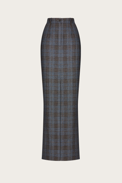 ЮБКА ИЗ ТЕМНО-СИНЕЙ ШЕРСТИ В КЛЕТКУ