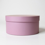 Плотная короткая круглая коробка(без ручек). Цвет: Нежно розовый.