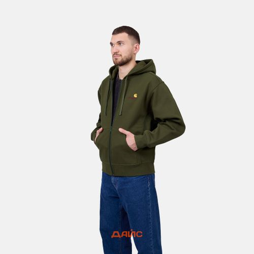 Толстовка мужская Carhartt WIP Hooded American Script Jacket  артикул:I033063_tarragon - купить в магазине Дайс