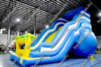 Большой надувной батут-горка "Волна - 2", 16*7*11 м