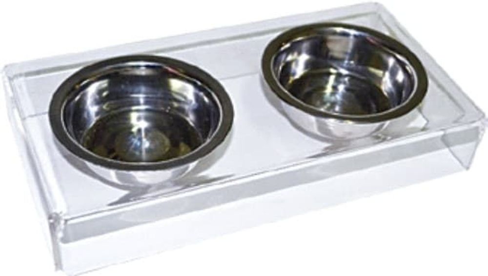 Кормушка напольная пластиковая 2мет.миски D-14см 14*28*5h см КНп-1405 Кормушка напольная пластиковая 2мет.миски D-14см 14*28*5h см КНп-1405