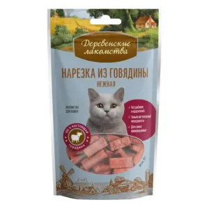 Деревенские лакомства для кошек Нарезка из говядины нежная