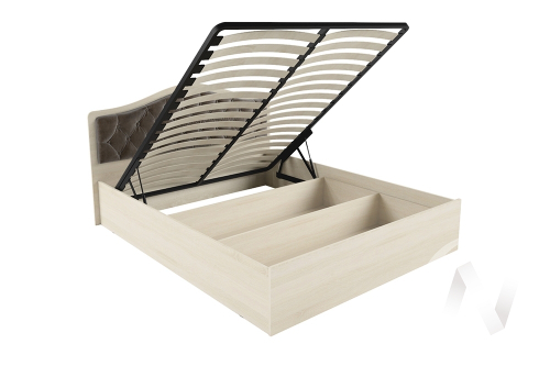 Кровать "Дели 1;4" с осн. ортопед. с подьемным механизмом (Дуб молочный/Велюр шоколад)