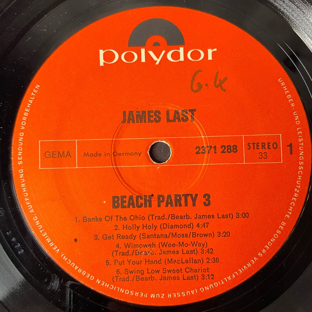 Винтажная виниловая пластинка LP James Last Джеймс Ласт Beachparty 3 (Германия 1975)