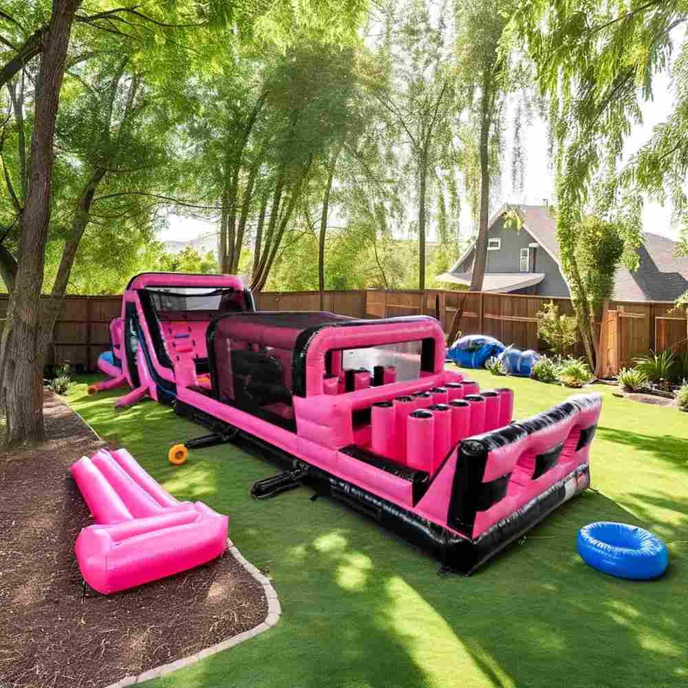 Коммерческая надувная полоса препятствий «Аква-Неон», 18×3×4 м