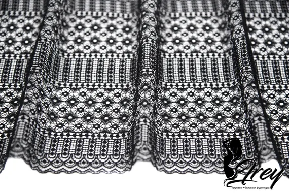 243 Кружево эластичное 19 см, Италия, черный 170