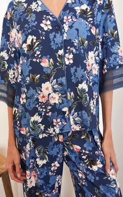 Рубашка 56414 Синий цветы