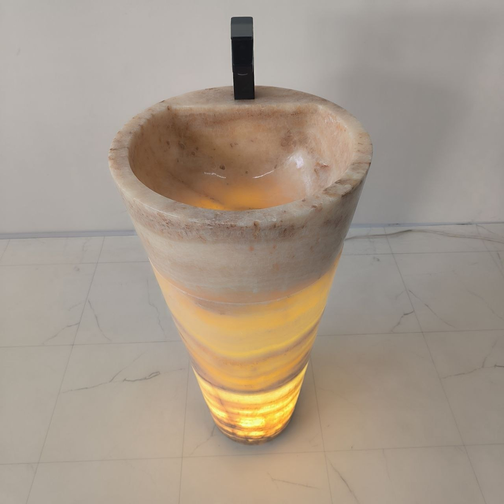 Раковина напольная из оникса Yellow ON-04203 (45*45*90 см)