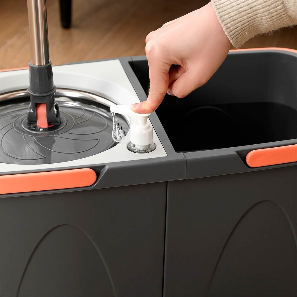 Набор для уборки: ведро 9л с отжимом, швабра с рукояткой 130см, насадка, LV-A03