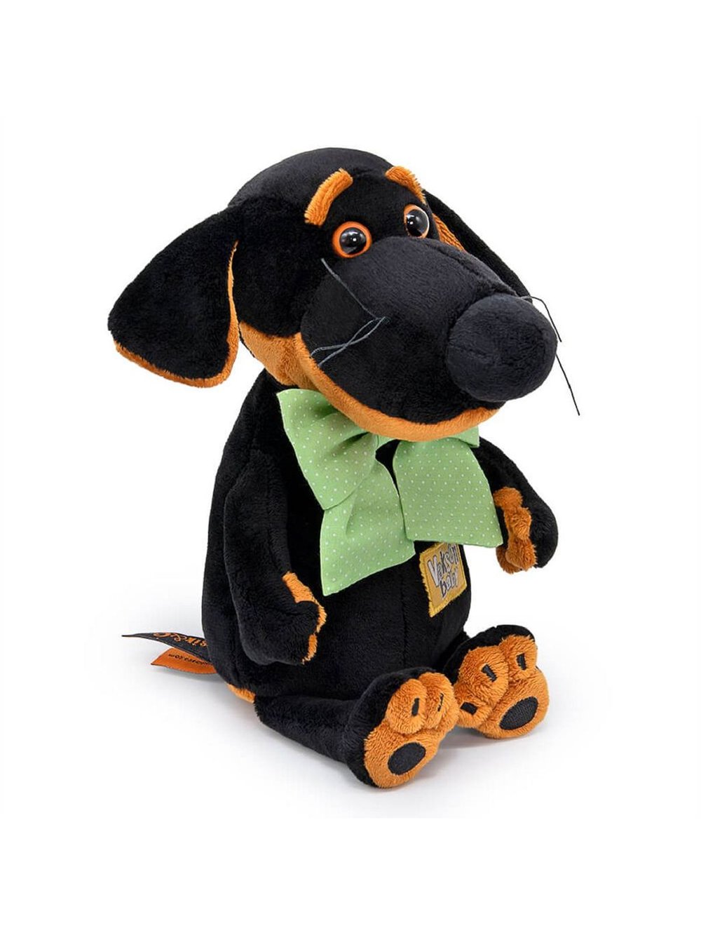 Мягкая игрушка Ваксон с зеленым бантом в горошек 19 см, в коробке