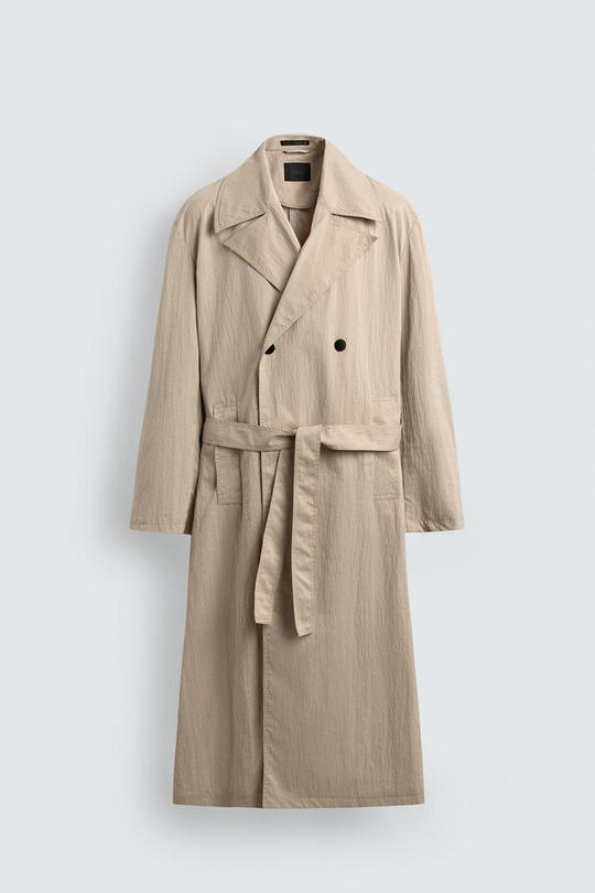 ZARA ТРЕНЧ OVERSIZE, ЖЕЛТОВАТО-БЕЛЫЙ