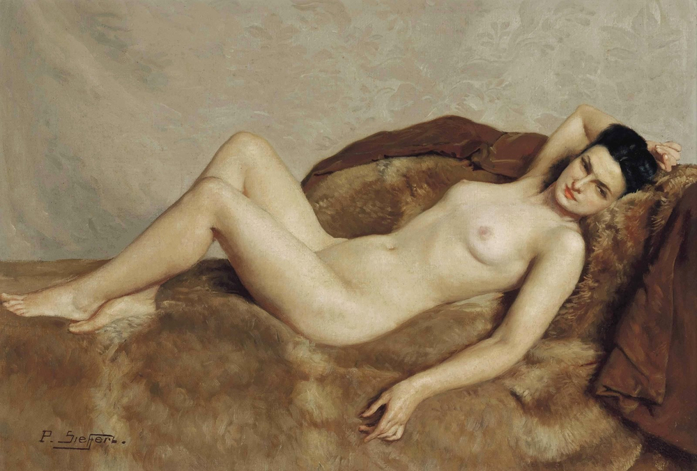 Поль Зиффер. №572. Лежащая обнаженная (Reclining Nude). 38 x 55. Холст, масло. Частное собрание.