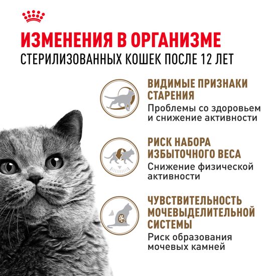 Royal Canin Ageing Sterilised 12+ для стерилизованных кошек и кастрированных котов старше 12 лет