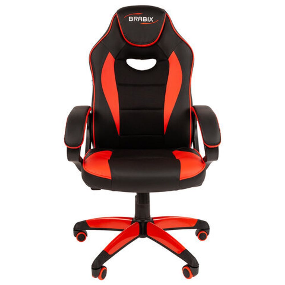 Кресло компьютерное BRABIX "Blaze GM-162", TW/экокожа, черное/красное, 532580, 7083508