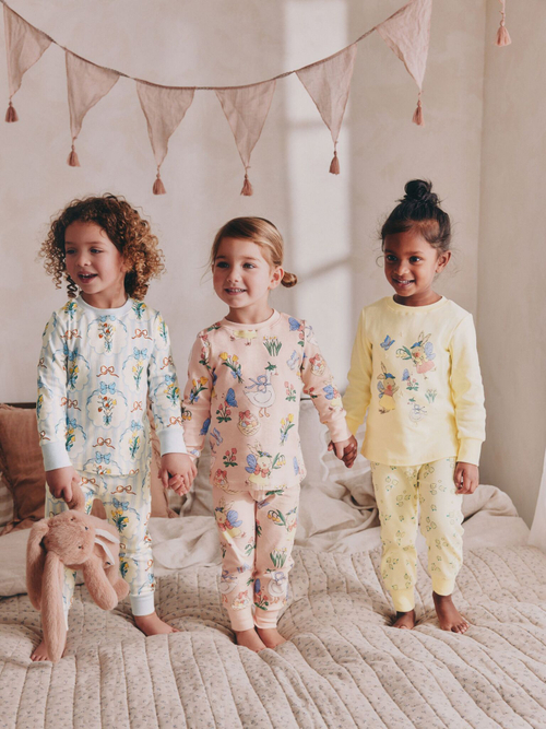 Пижама для девочки Next AJ8-346, 3 шт., Розовый, Светло-желтый, Голубой