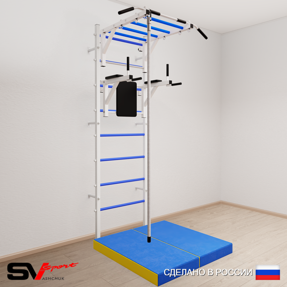 Шведская стенка Sv Sport 5404 (Турник рукоход/Брусья/Канат/Мат 1м)