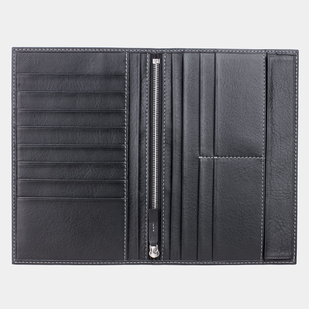 Кошелек мужской кожаный, теленок черного цвета