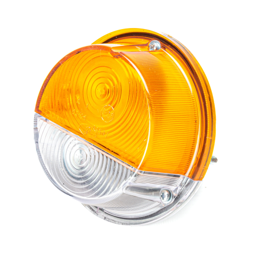 Фонарь указателя поворота и габарита, ГАЗ, УАЗ, ЗИЛ передний, бело-желтый, металлический корпус, 12 В