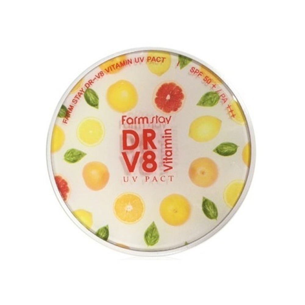 Пудра компактная с витаминами SPF50 PA++ FarmStay DR-V8 Vitamin UV pack 13 2х12г