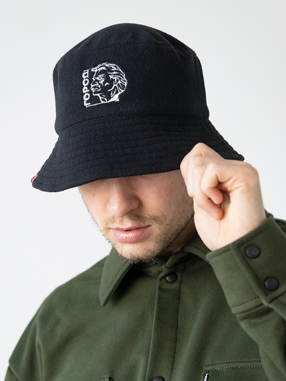 Панама флисовая с портретом Город Горький черная