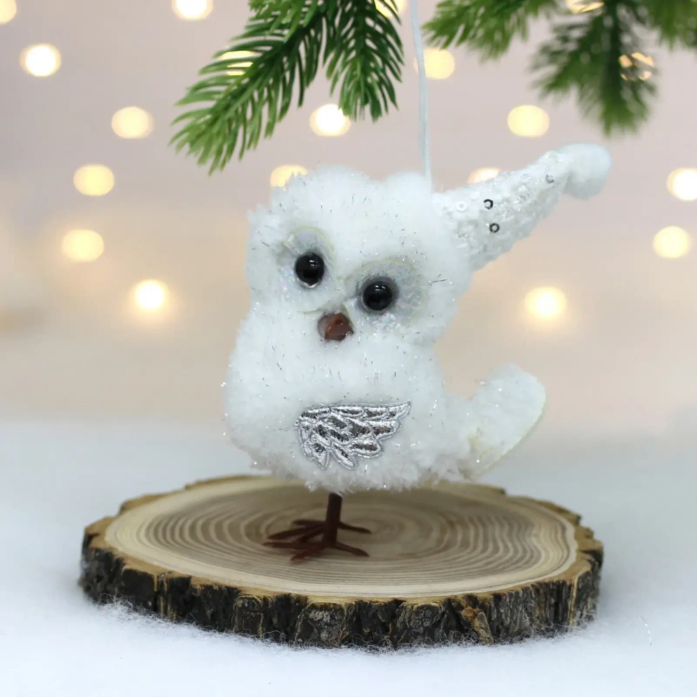 Ёлочная подвеска «Изящная сова» 10 см, Белый (микс дизайнов)