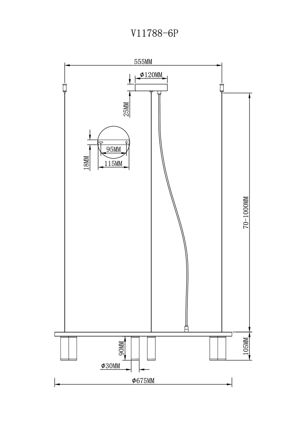 Люстра подвесная Moderli V11788-6P Sofina