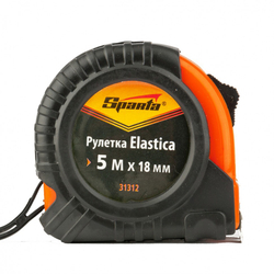 Рулетка Elastica,5 м х 18 мм 31312, обрезиненный корпус Sparta