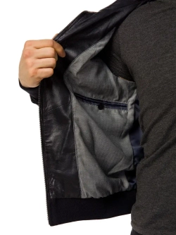 Куртка мужская натуральная кожаная с капюшоном бомбер Турция