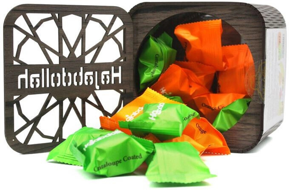 Конфеты Хаджабдуллах из пашмалы Фруктовый ларец Ассорти в деревянной упаковке / Hajabdollah Assorted Pashmala Sweets Fruit Casket 200г