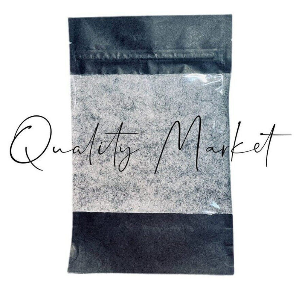 Пакет "Дой Пак" бумажный с ЗИП замком и прозрачным окошком 120*185+(30+30) мм (черный)